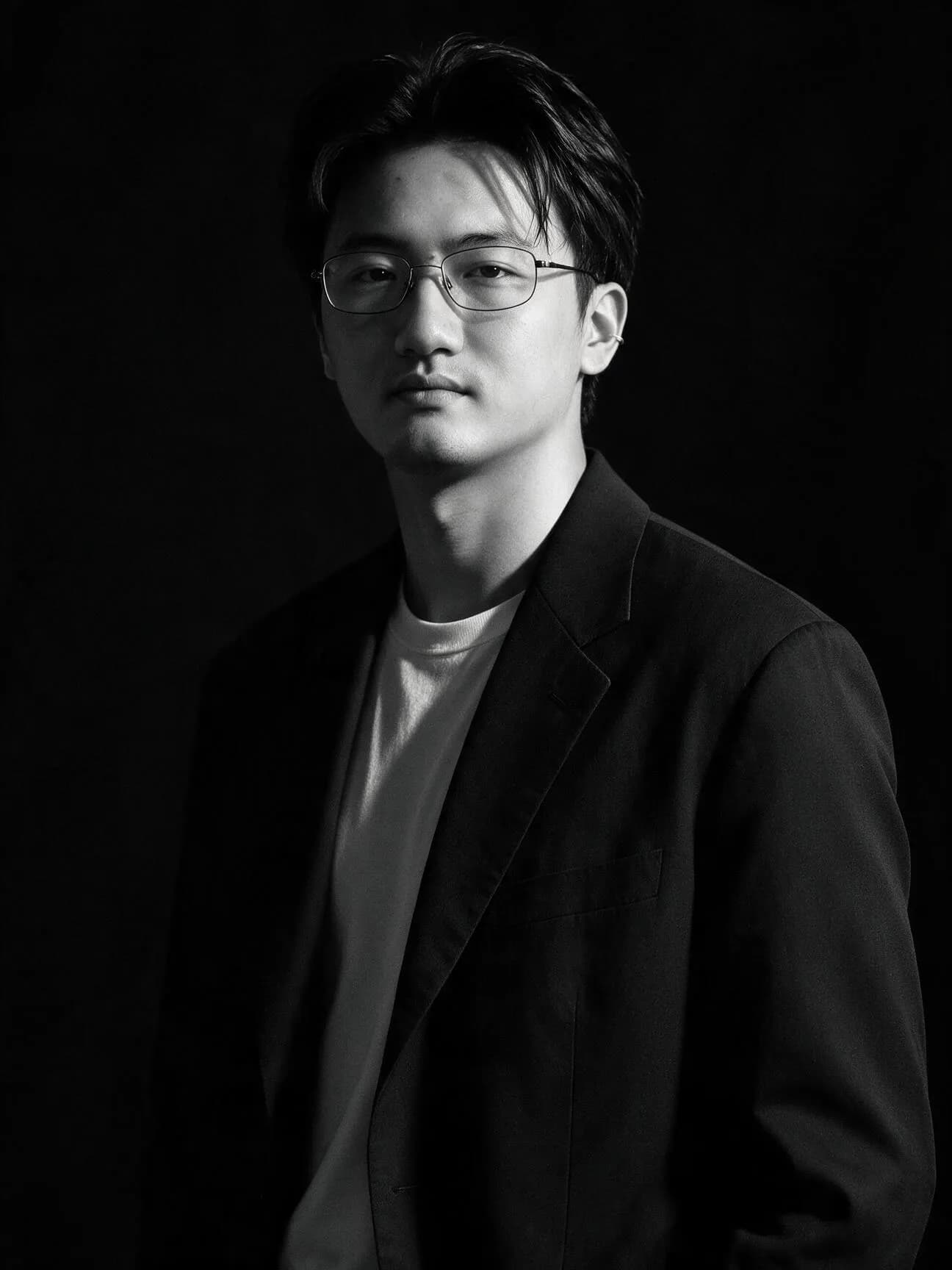jimeng-2026-08-06-6728-帮我把西装衣服改成黑色,背景也改成黑色